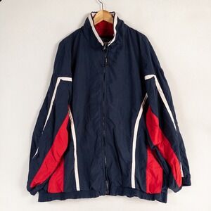 REPP TECH Jacket Mens 3XT Navy Red White Color Block Track Jacket Zip Up Sporty